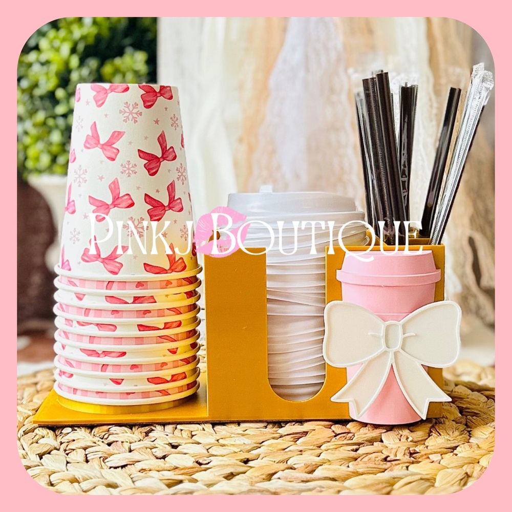 💗☕️Unique Coffee Bar {Iced/Coffee Cups} Organizer w/Bow | Caddy!~3D Print